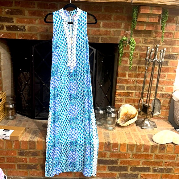 Lilly Pulitzer Jane Maxi Embroidered Shift Dress With Tassels, size 0 - Picture 2 of 10